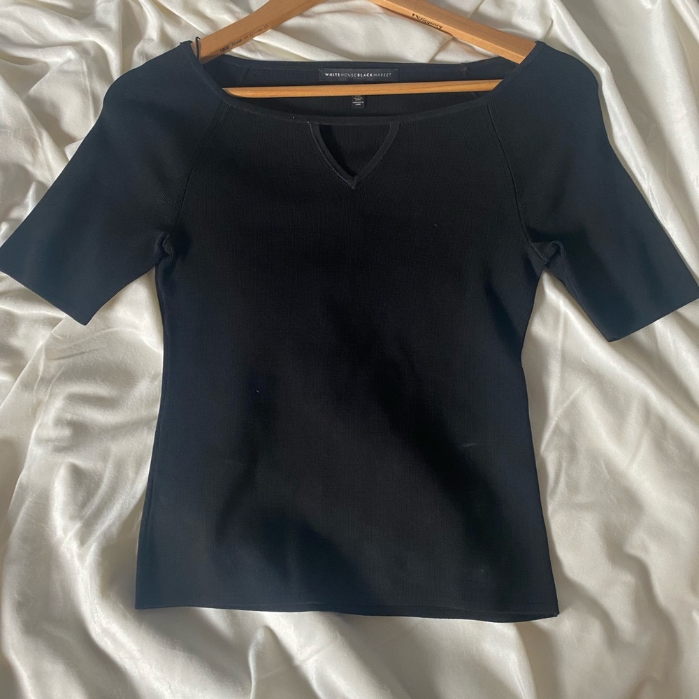 White House Black Market Black Short Sleeve Top